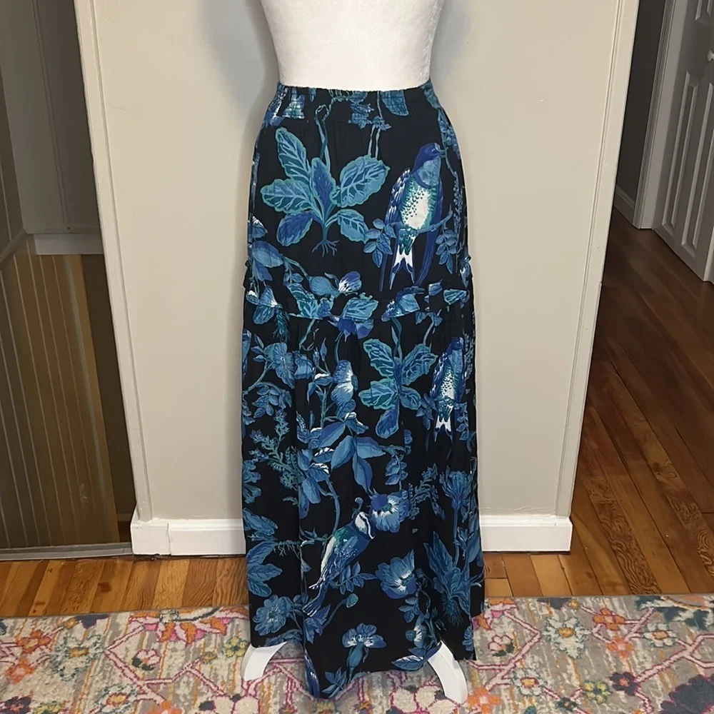 Anthropologie Banjanan Piper Skirt Floral Hedgerow Black NWT Size XS